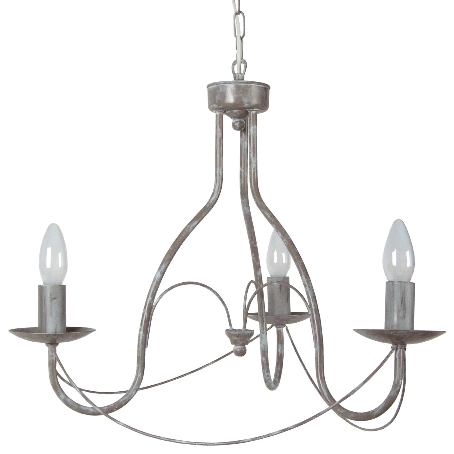 Tosel Provençale lampadario metallo grigio 58x80cm 3 fiamme