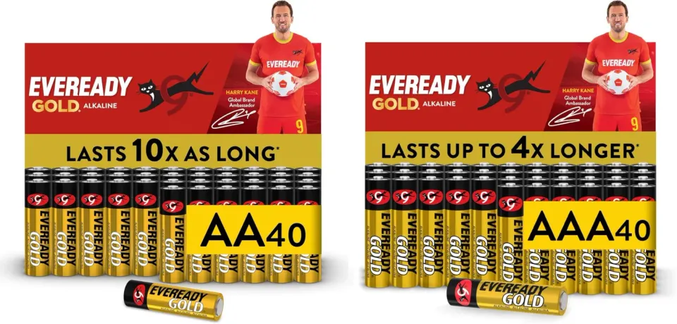 Eveready Gold Batterie Alcaline AA AAA 80 pezzi lunga durata