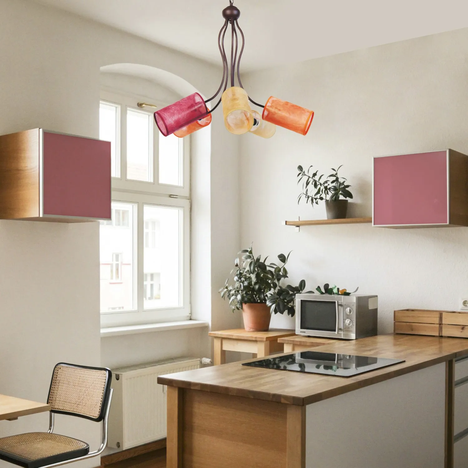 Tosel Avignon lampadario bracci marrone multicolore 60 cm