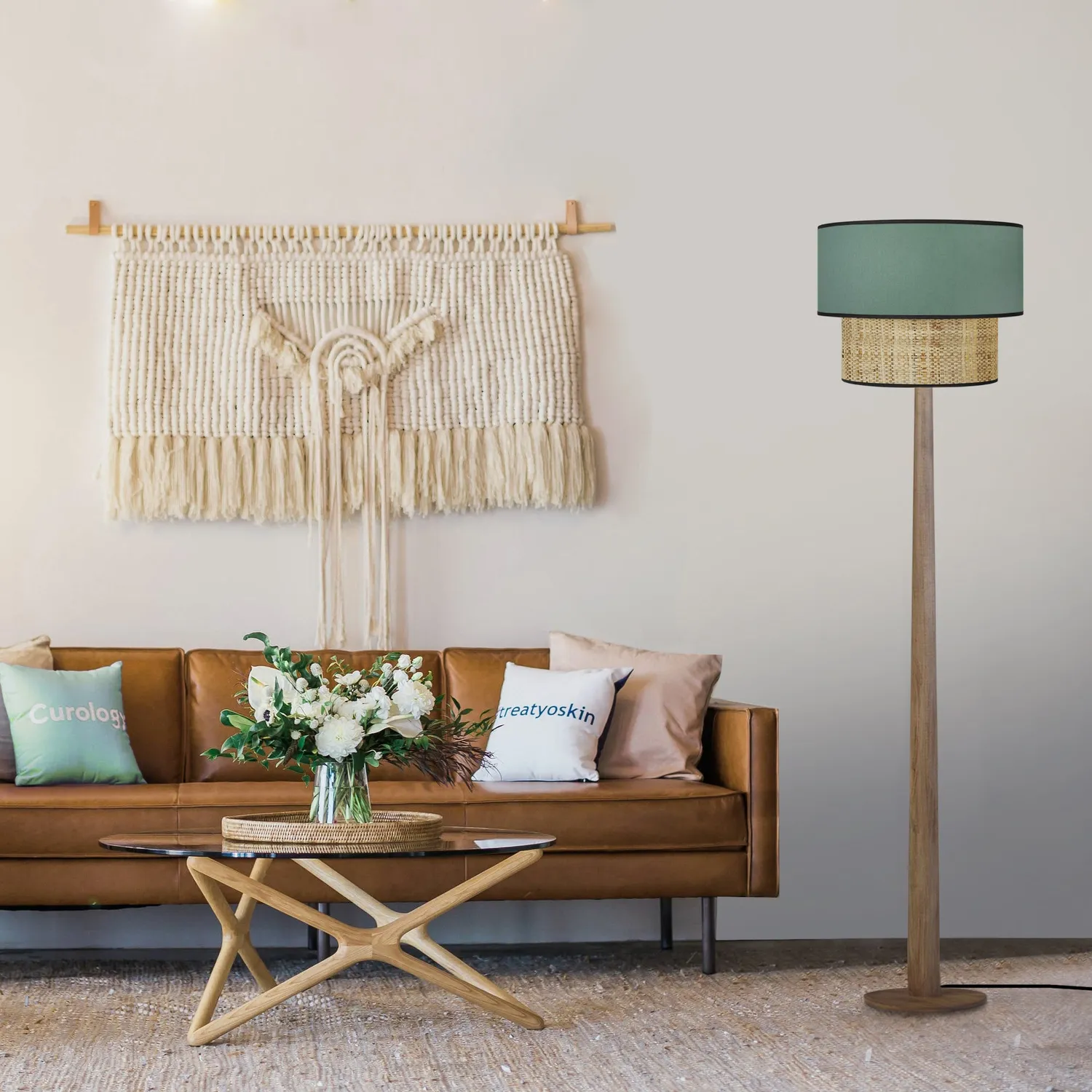Tosel Cochin piantana colonna naturale crema 40x162 cm E27