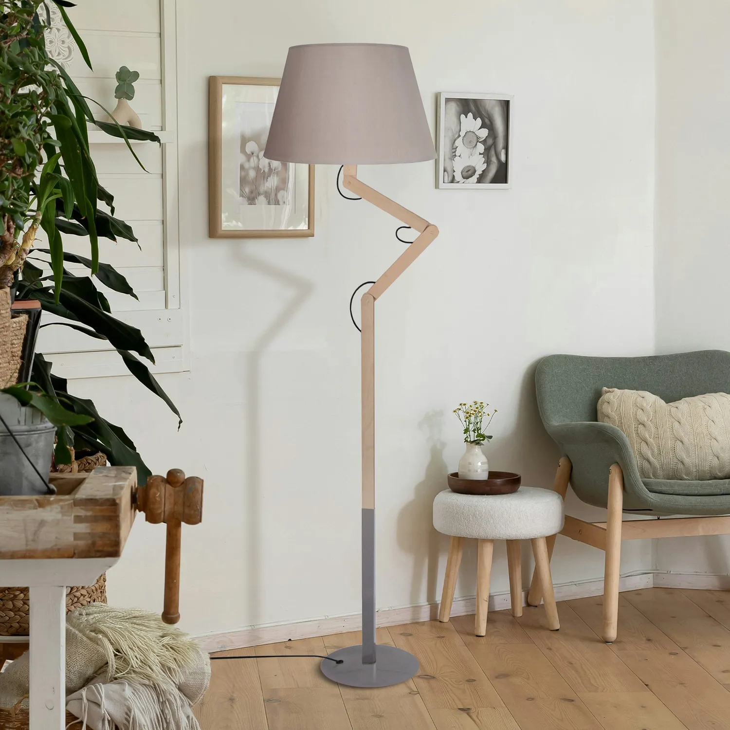 Tosel Geri piantana 169 cm alluminio ecru