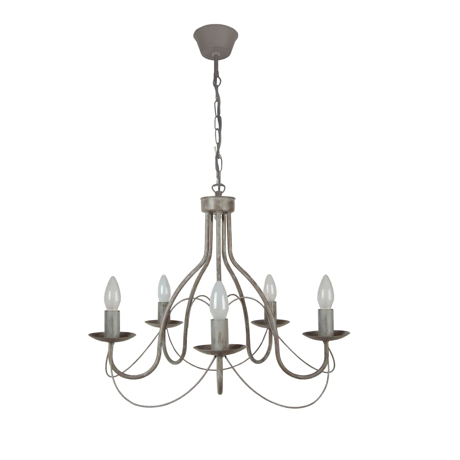 Tosel Provençale lampadario 5 luci grigio 64x80 cm