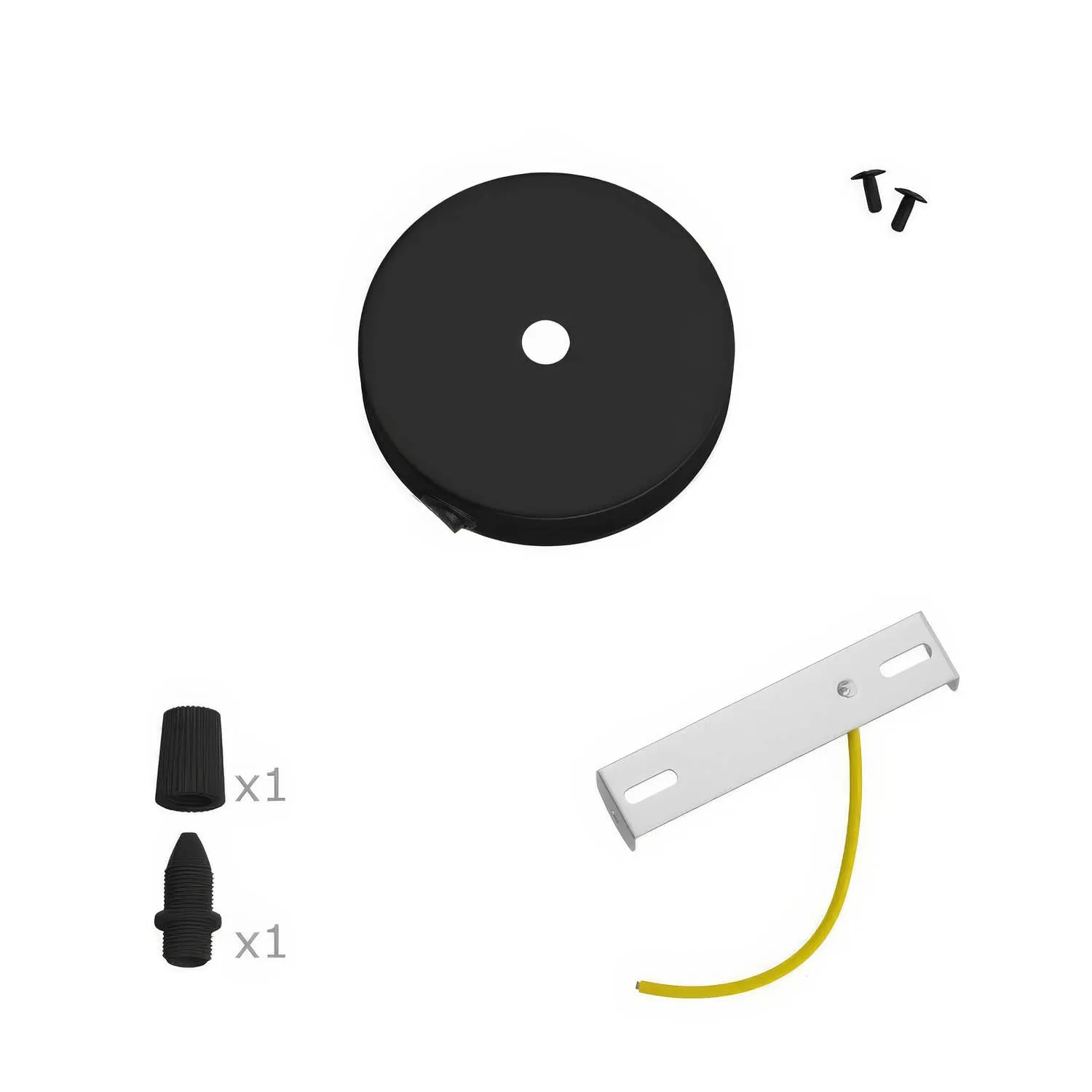 Creative Cables Mini rosone soffitto metallo nero con interruttore