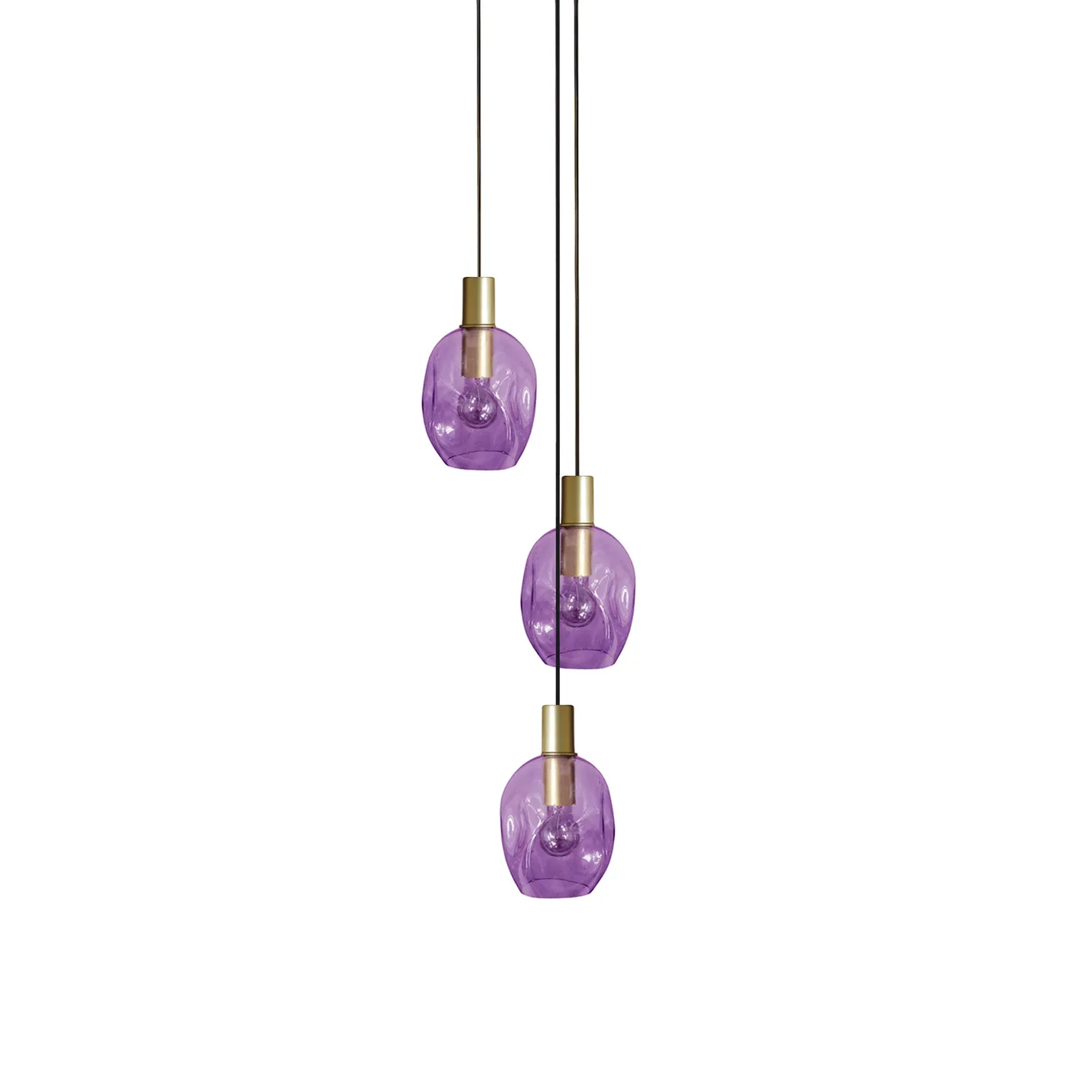 Tosel Vingolf lampadario oro 3 luci vetro trasparente