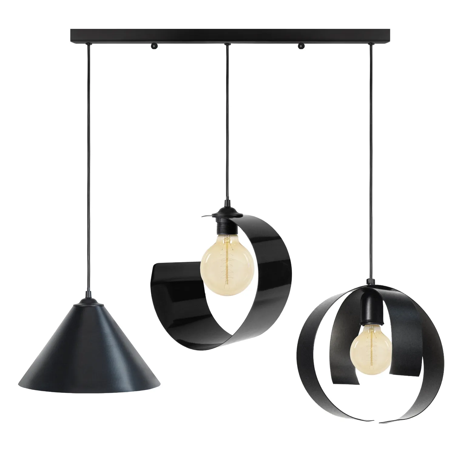 Tosel KONE LUNE TOUVOIS lampadario barra 90 cm nero