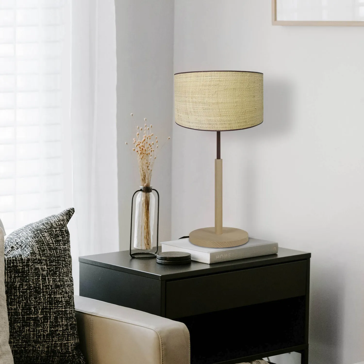 Tosel Calicut Colonna lampada tavolo 30x54cm crema