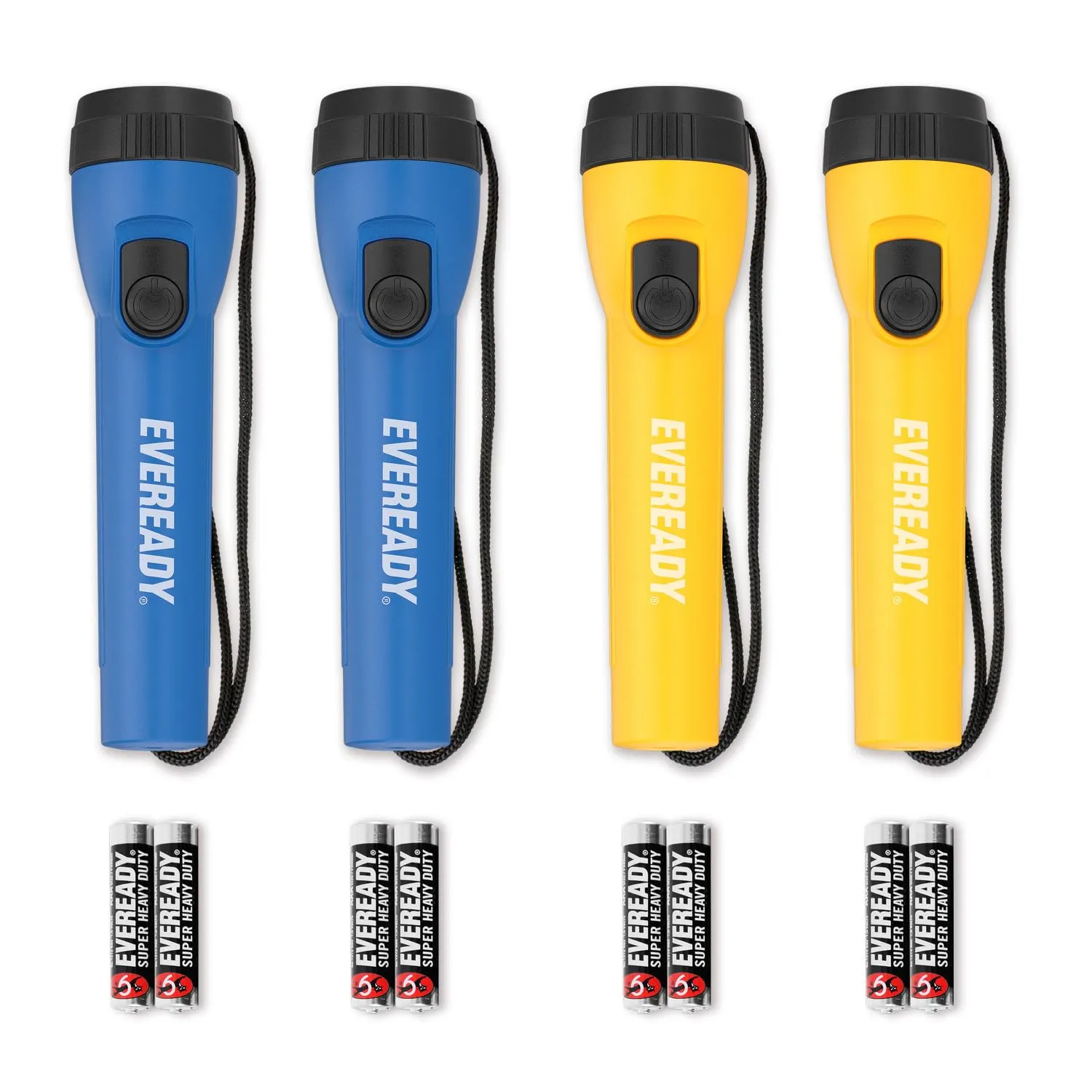 Eveready torcia LED 35 m blu giallo pack 4 batterie AA