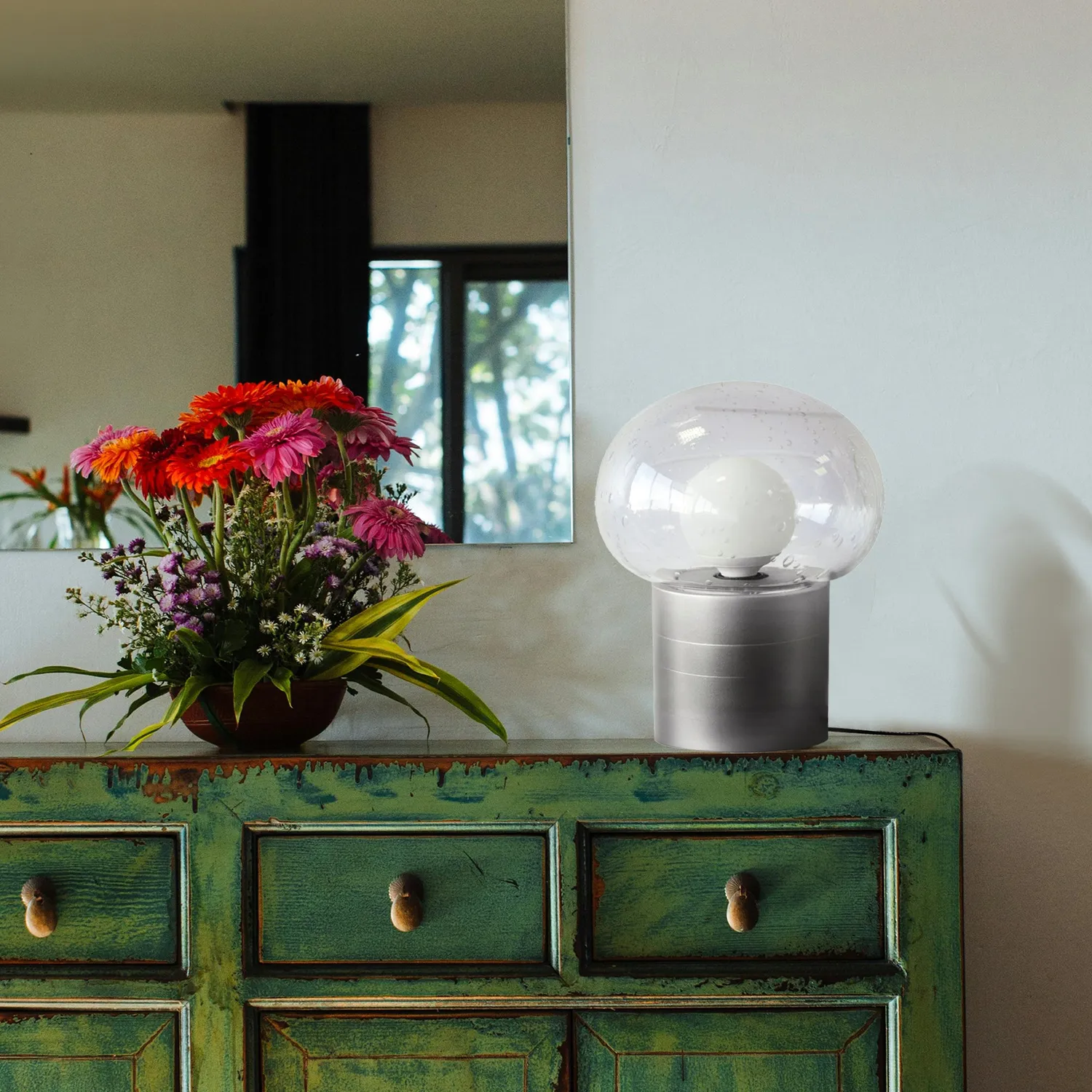 Tosel Paris lampada da comodino vetro bianco 24cm E27