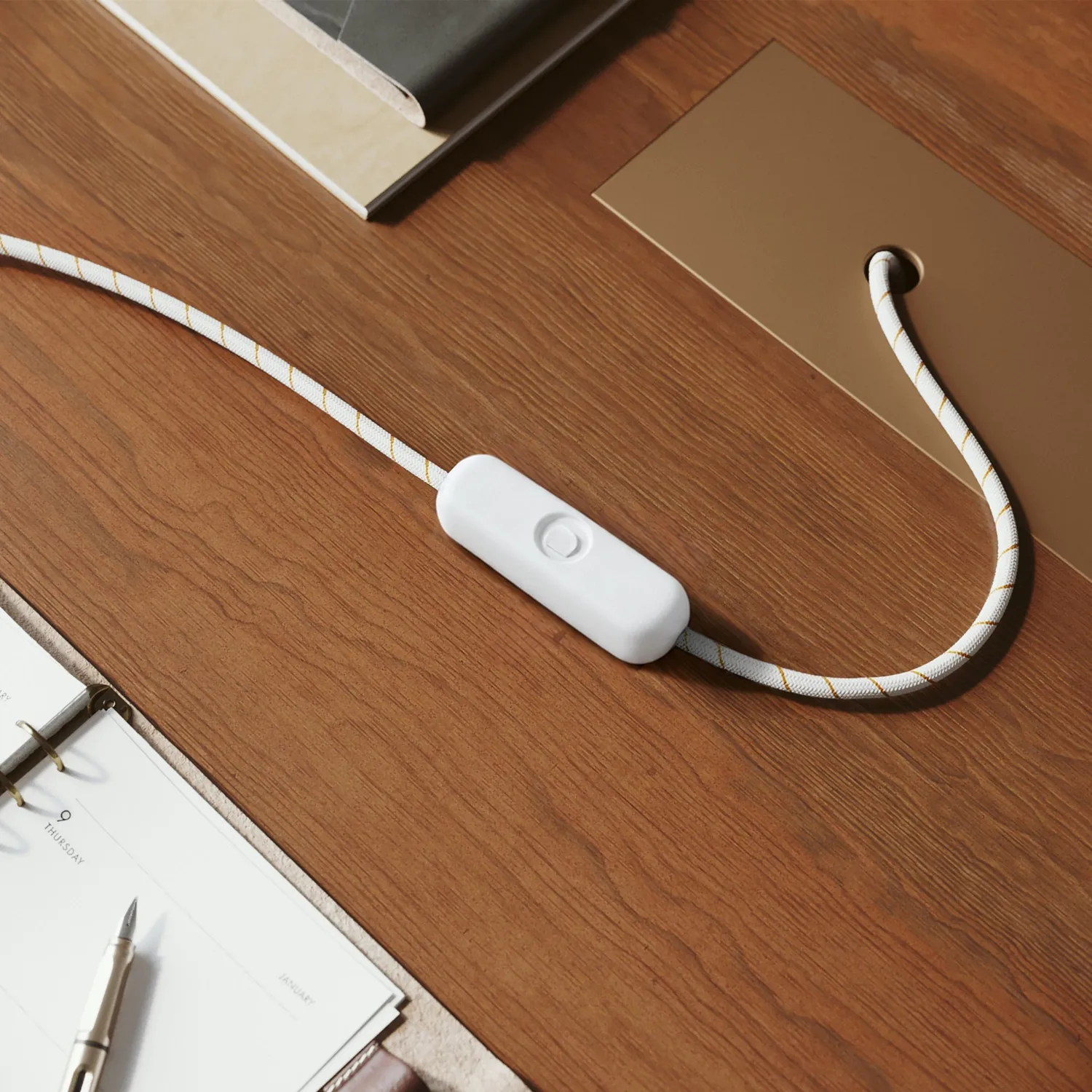 Creative Cables dimmer Castiglioni lampada tavolo bianco