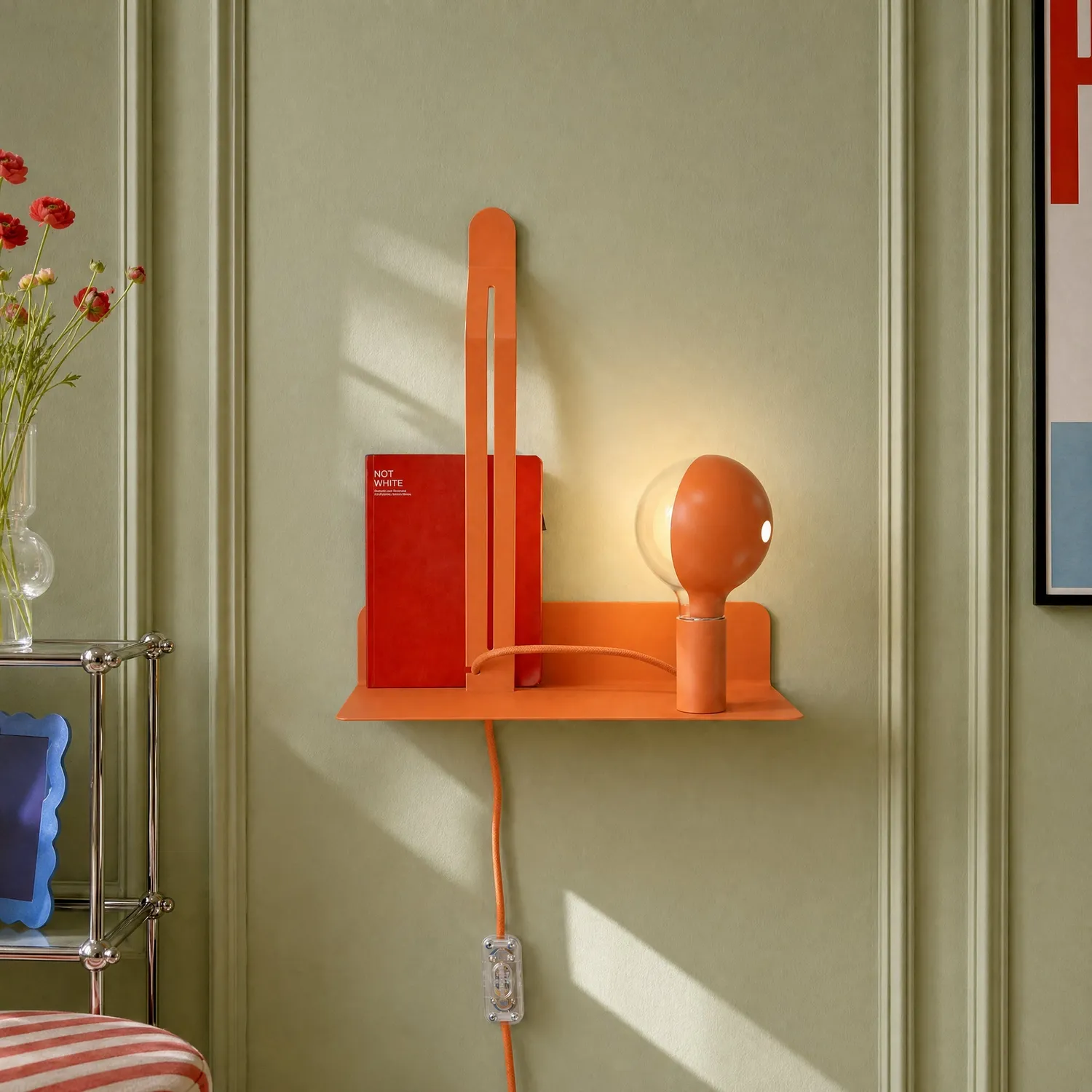 Creative Cables Murio Talia lampada parete arancione con mensola