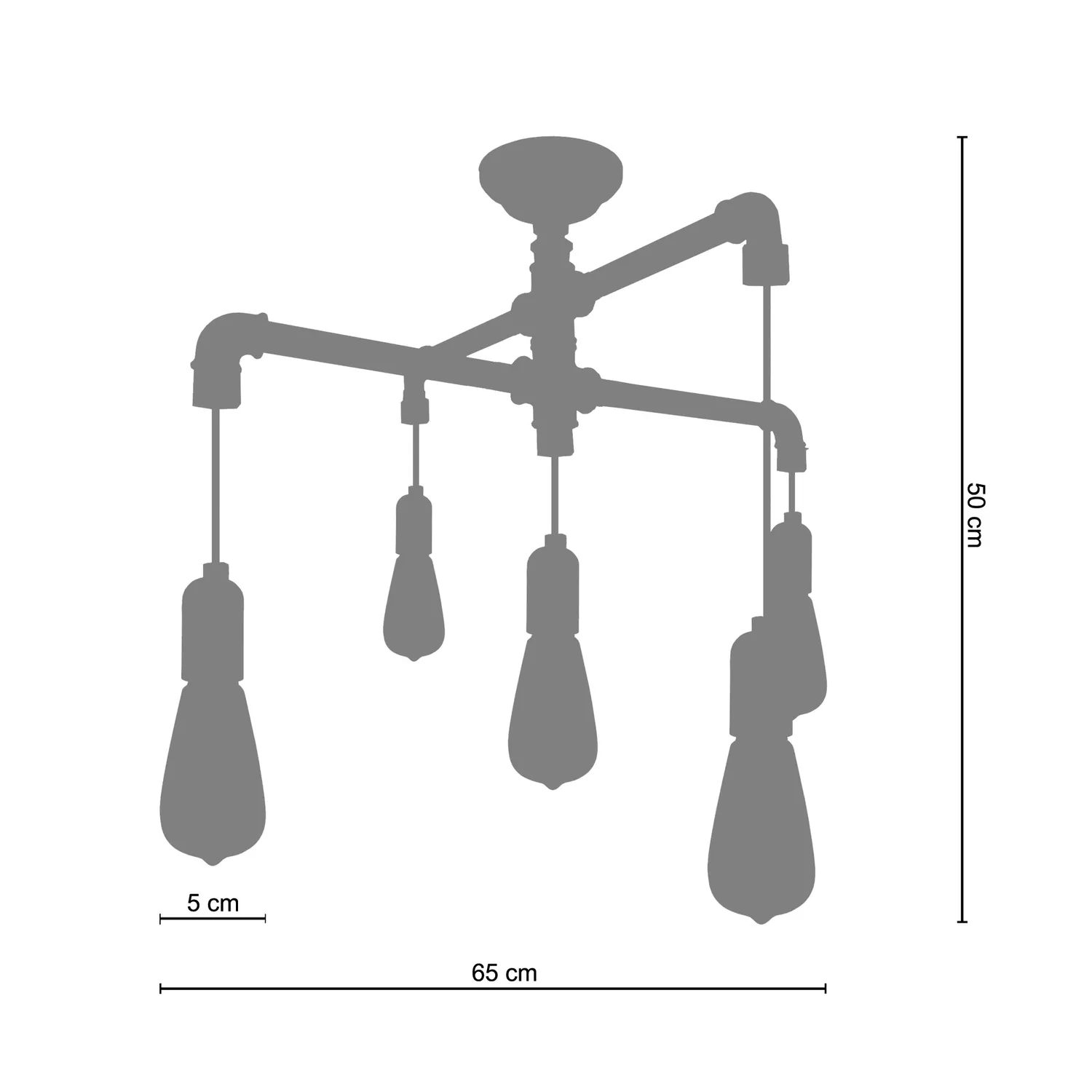 Tosel Hydraulik L lampadario metallo nero industriale