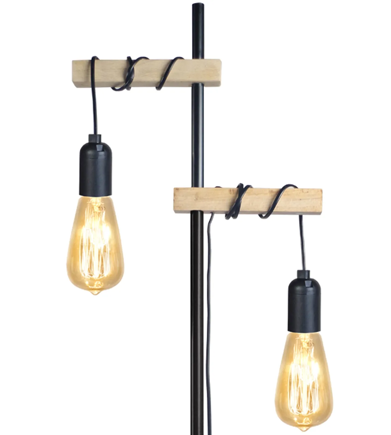Tosel Brooklyn piantana legno nero 32x165cm doppia E27