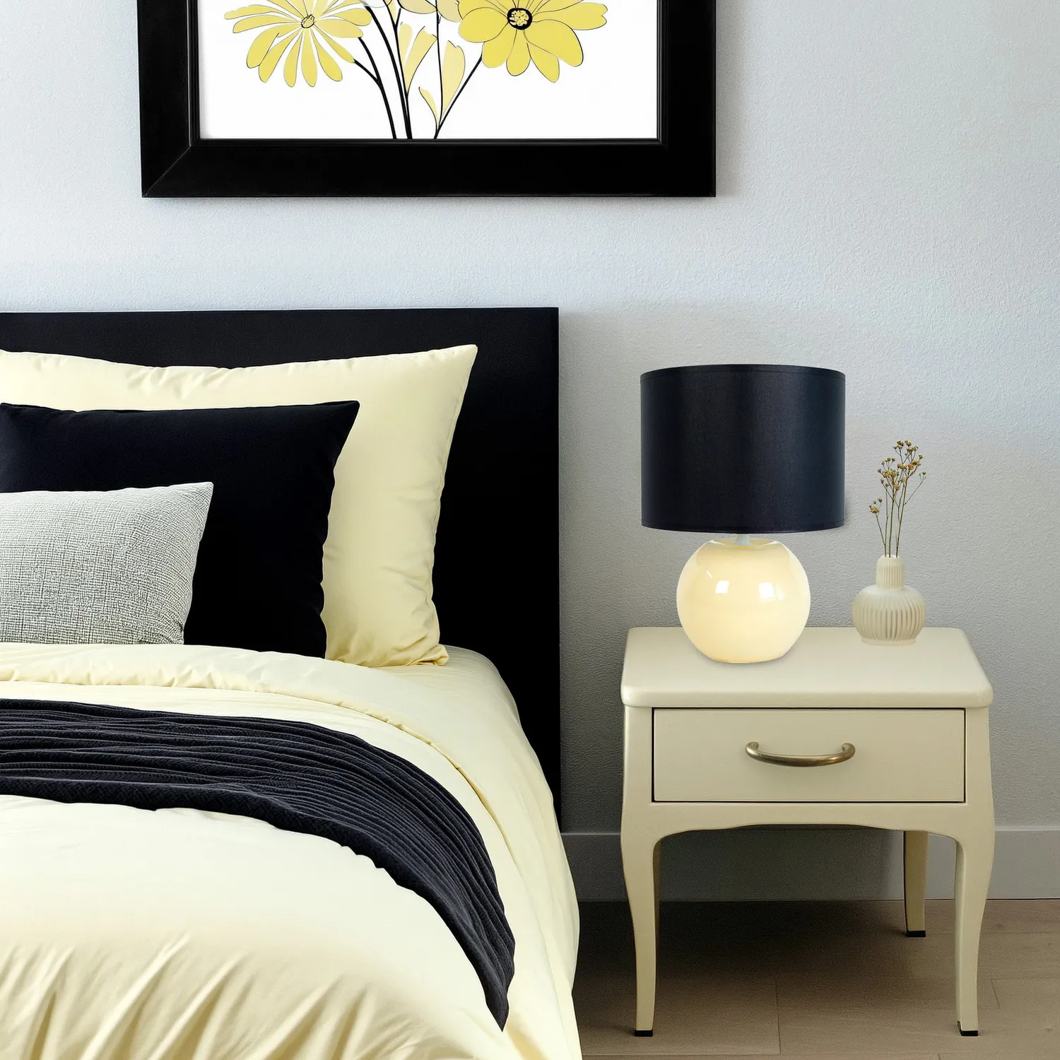 Tosel Alina Lampada Tavolo 35x48 cm Crema Grigio Vetro
