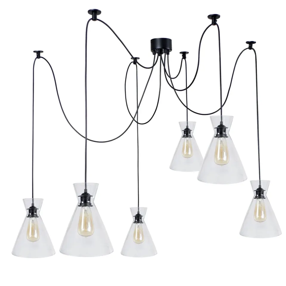 Tosel Krake lampadario metallo nero 6 luci