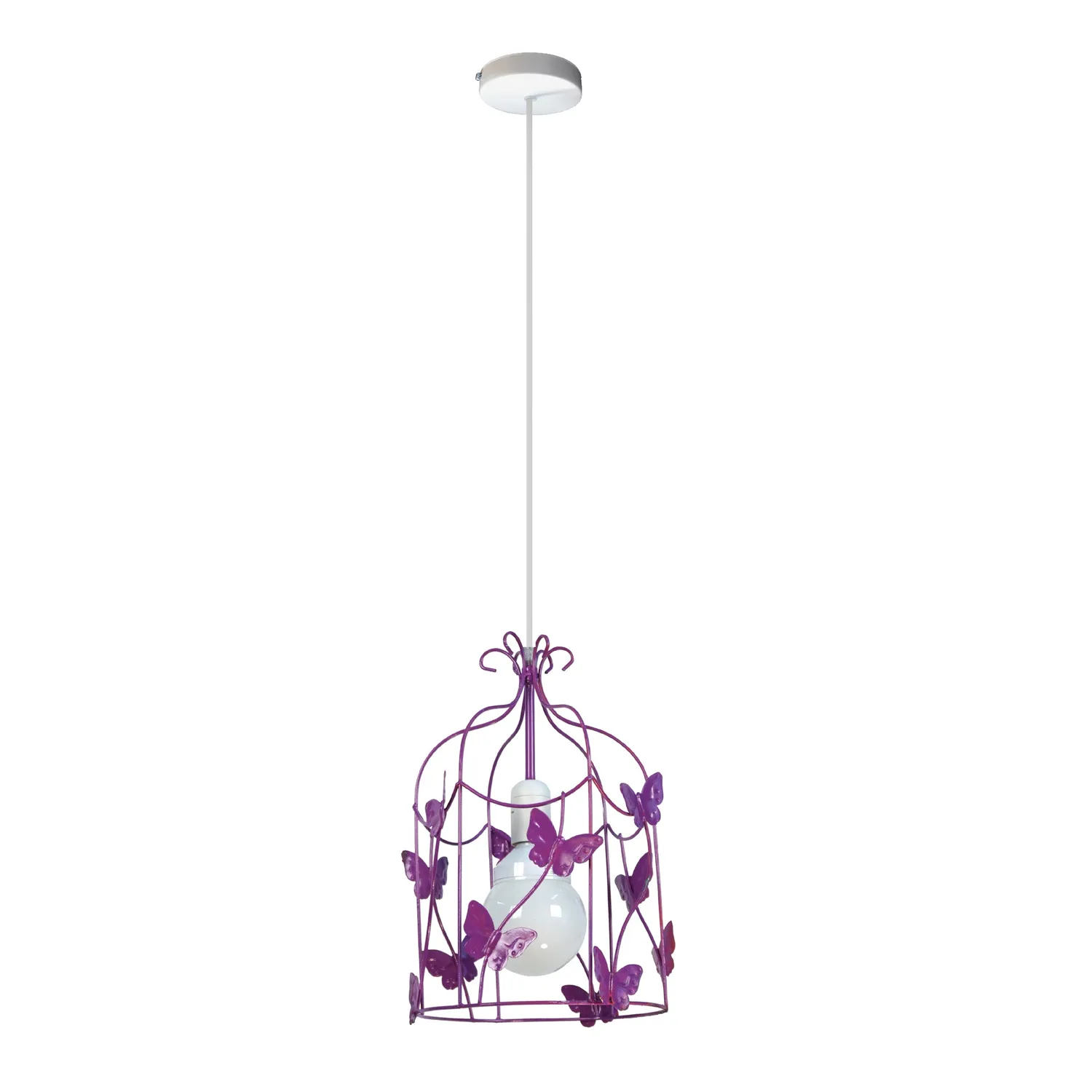 Tosel Cage Papillons sospensione bianca 23x100 cm metallo