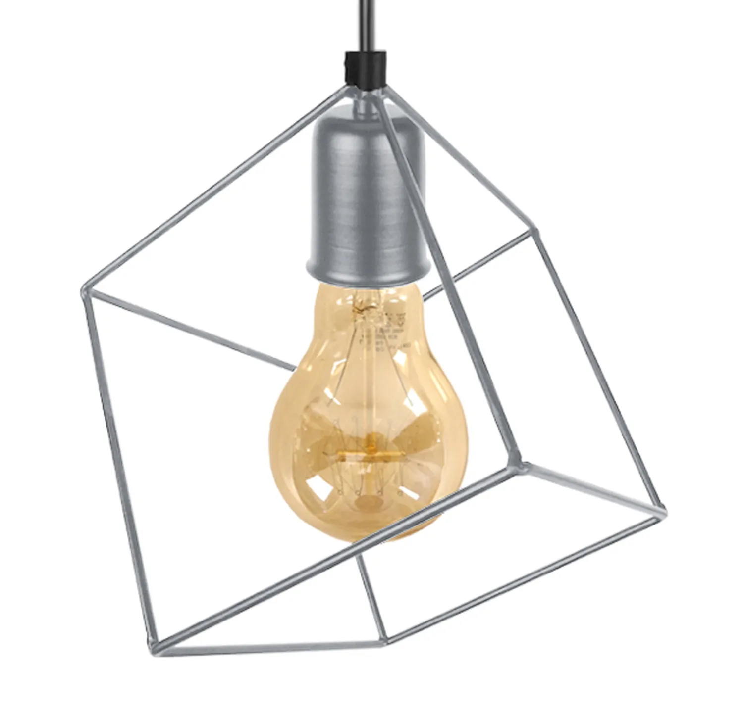 Tosel Square lampadario industriale metallo nero 3 luci