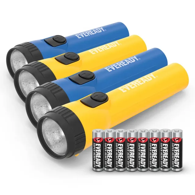 Eveready torcia LED 35 m blu giallo pack 4 batterie AA