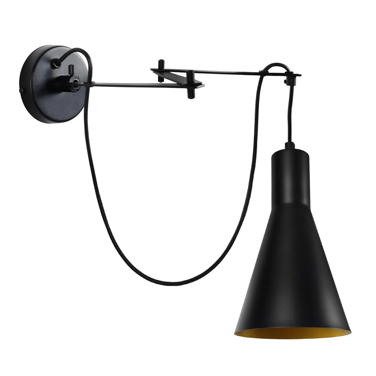 Tosel Krake applique metallo nero oro 20x70 cm E27