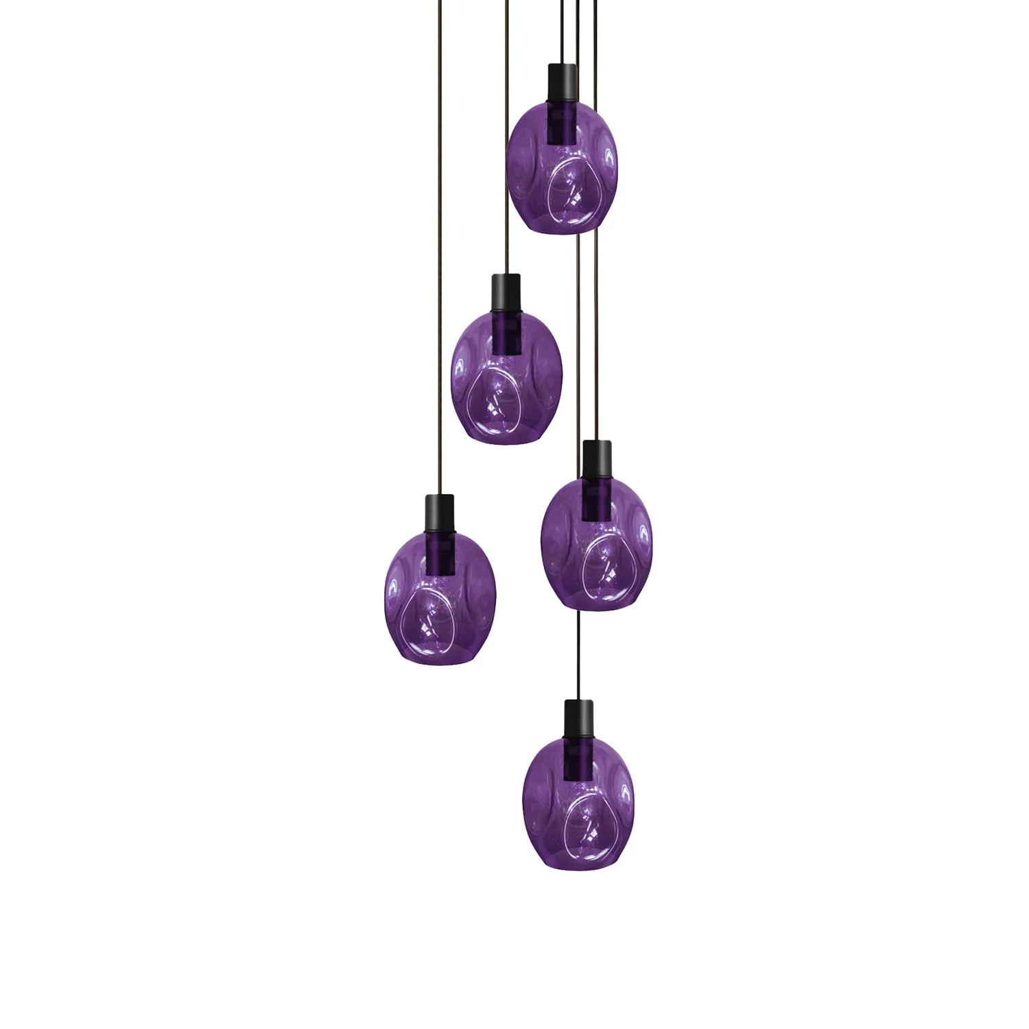 Tosel Vingolf lampadario nero trasparente 5 luci vetro