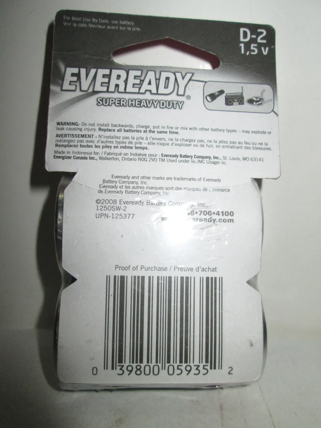 Eveready Super Heavy Duty Pile D 1,5V Confezione 2 Pezzi
