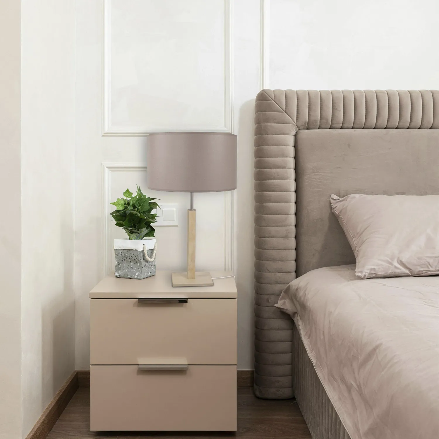 Tosel Hod B lampada tavolo legno ecrù E27 30x54 cm