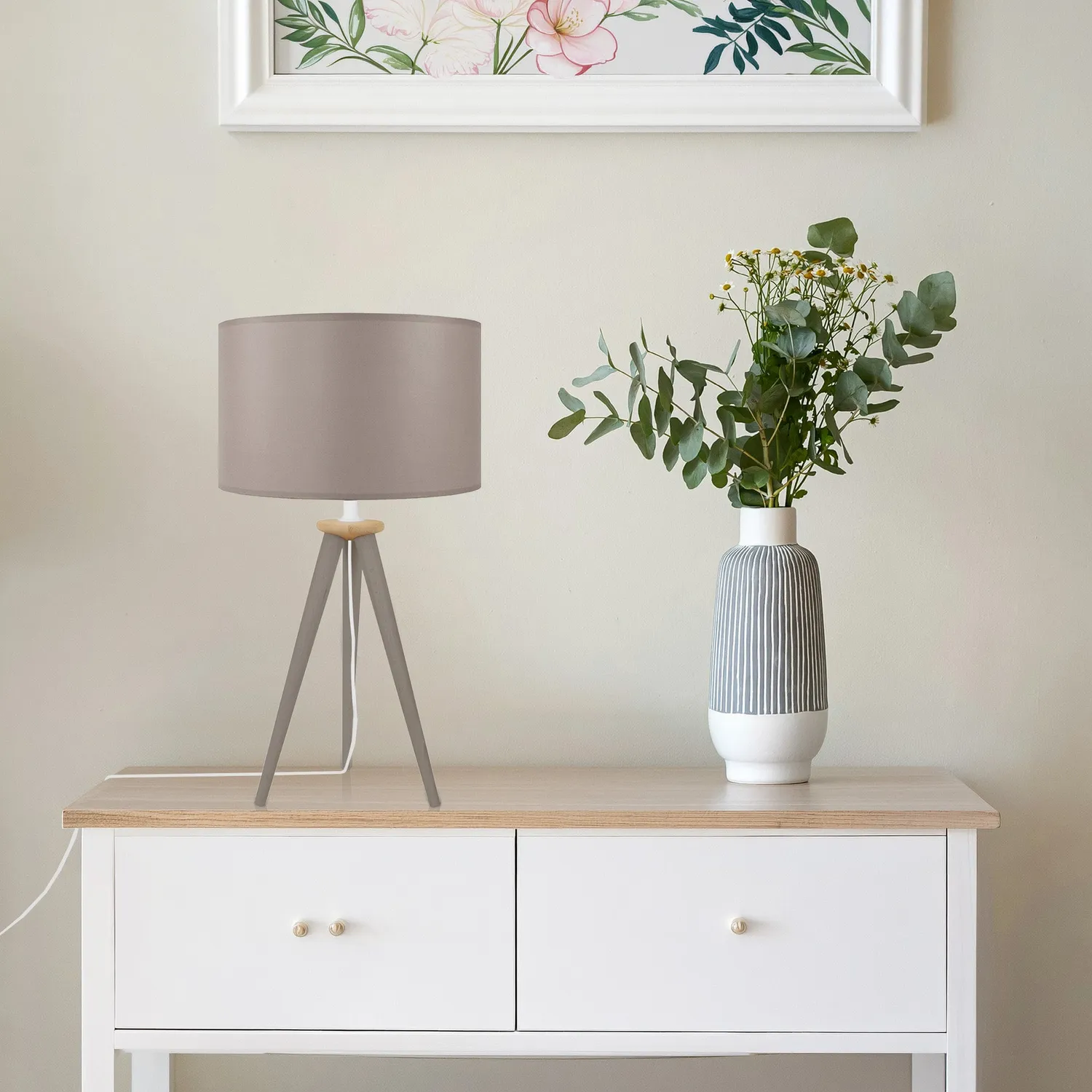 Tosel Arhus lampada tavolo treppiede bianco 54cm E27