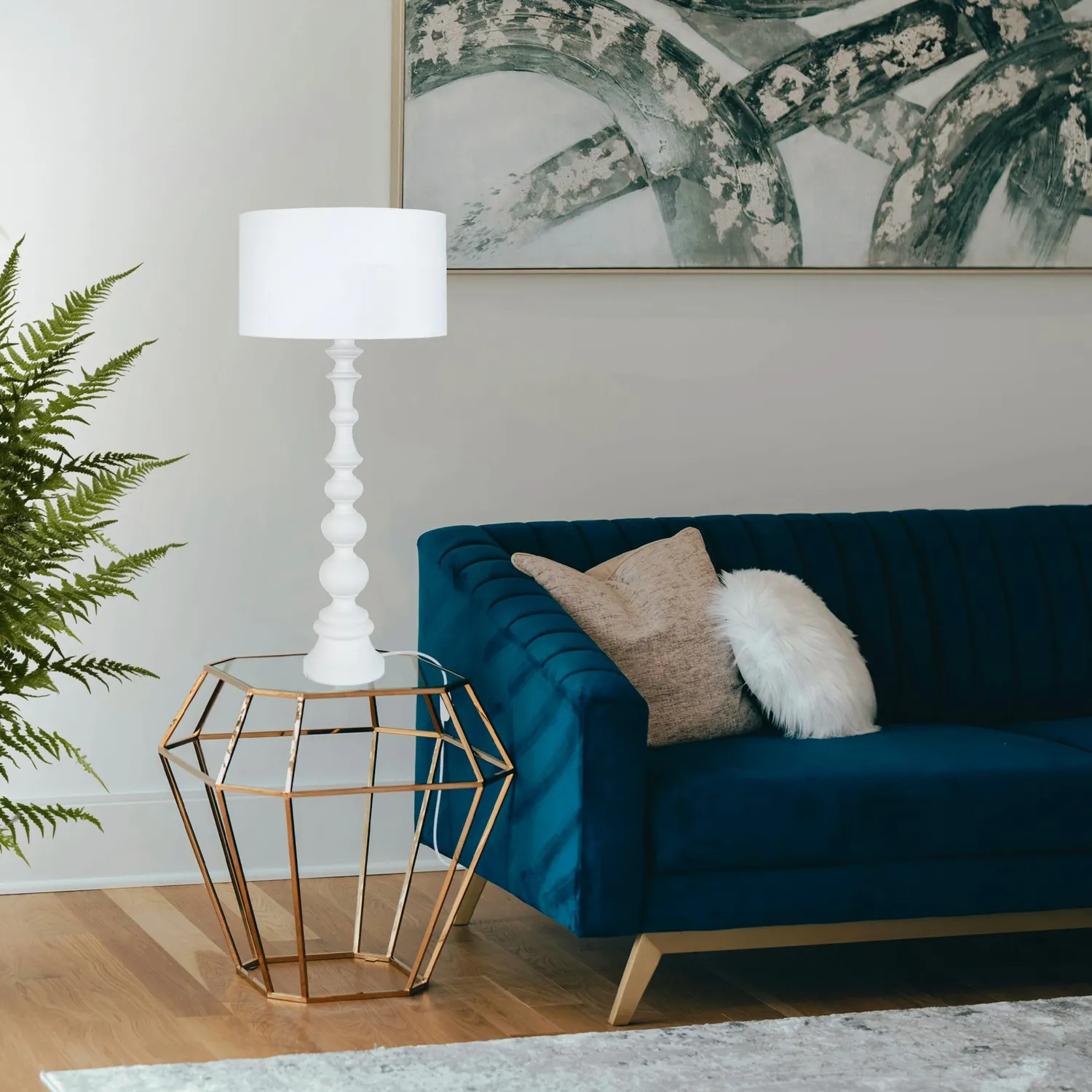 Tosel Anais colonna legno lampada da tavolo 84 cm taupe tessuto