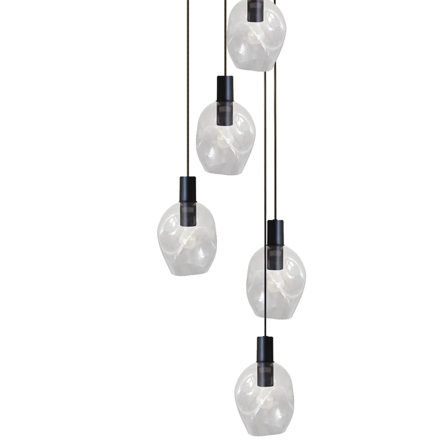Tosel Vingolf lampadario nero trasparente 5 luci vetro