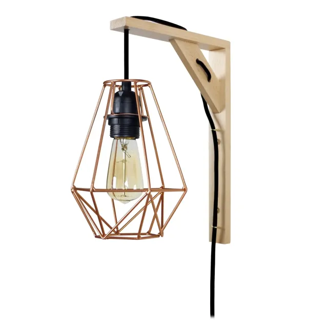 Tosel Olympia lampada da parete 27x30 cm naturale-nero legno