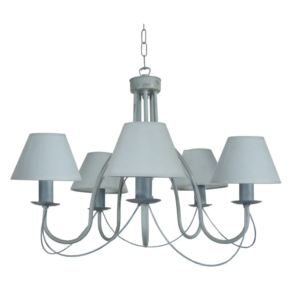 Tosel Provençale lampadario 5 luci grigio 78 cm tessuto