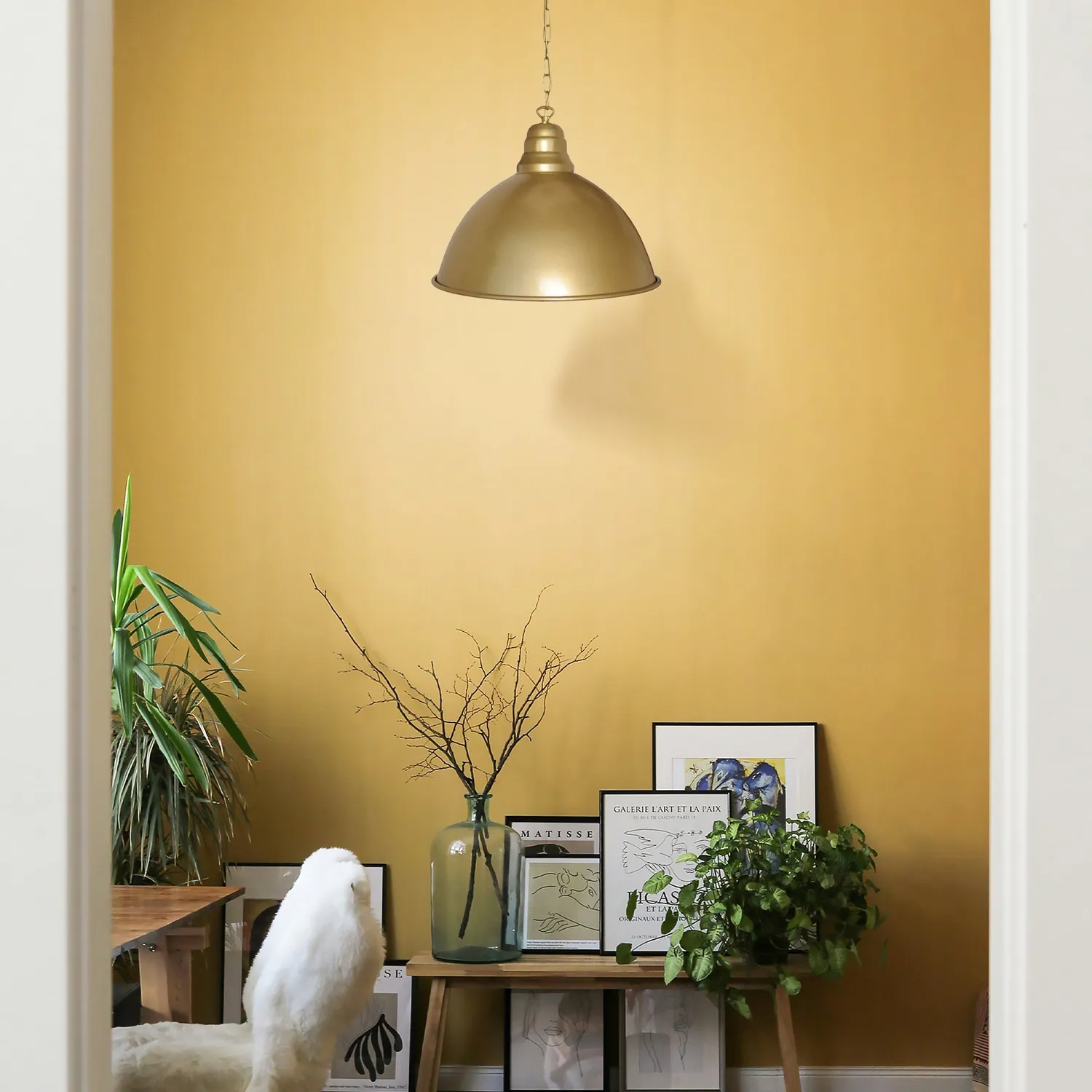 Tosel Bacino sospensione cupola oro D44x100 cm E27