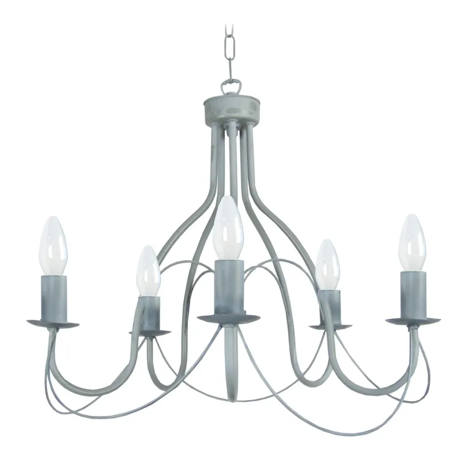Tosel Provençale lampadario 5 luci grigio 64x80 cm