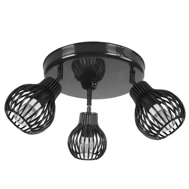 Tosel Rugby spot 3 luci 28x20 cm nero metallo