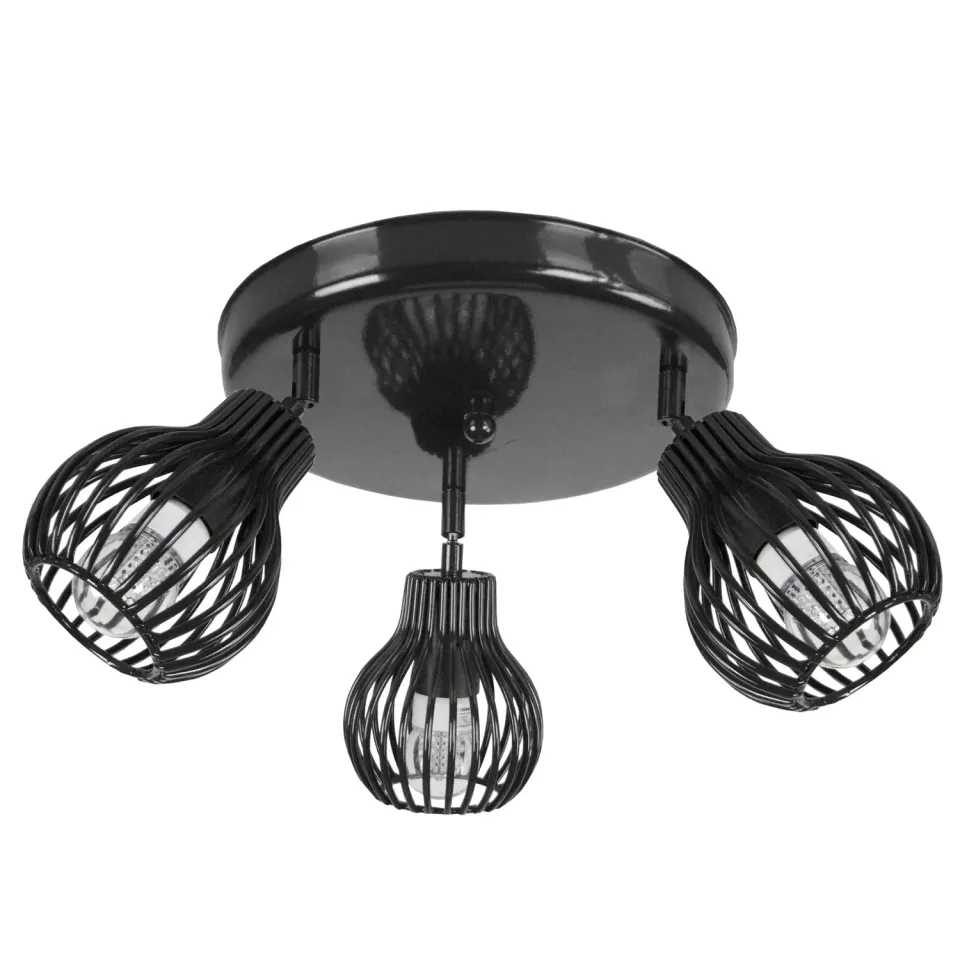 Tosel Rugby spot 3 luci 28x20 cm nero metallo