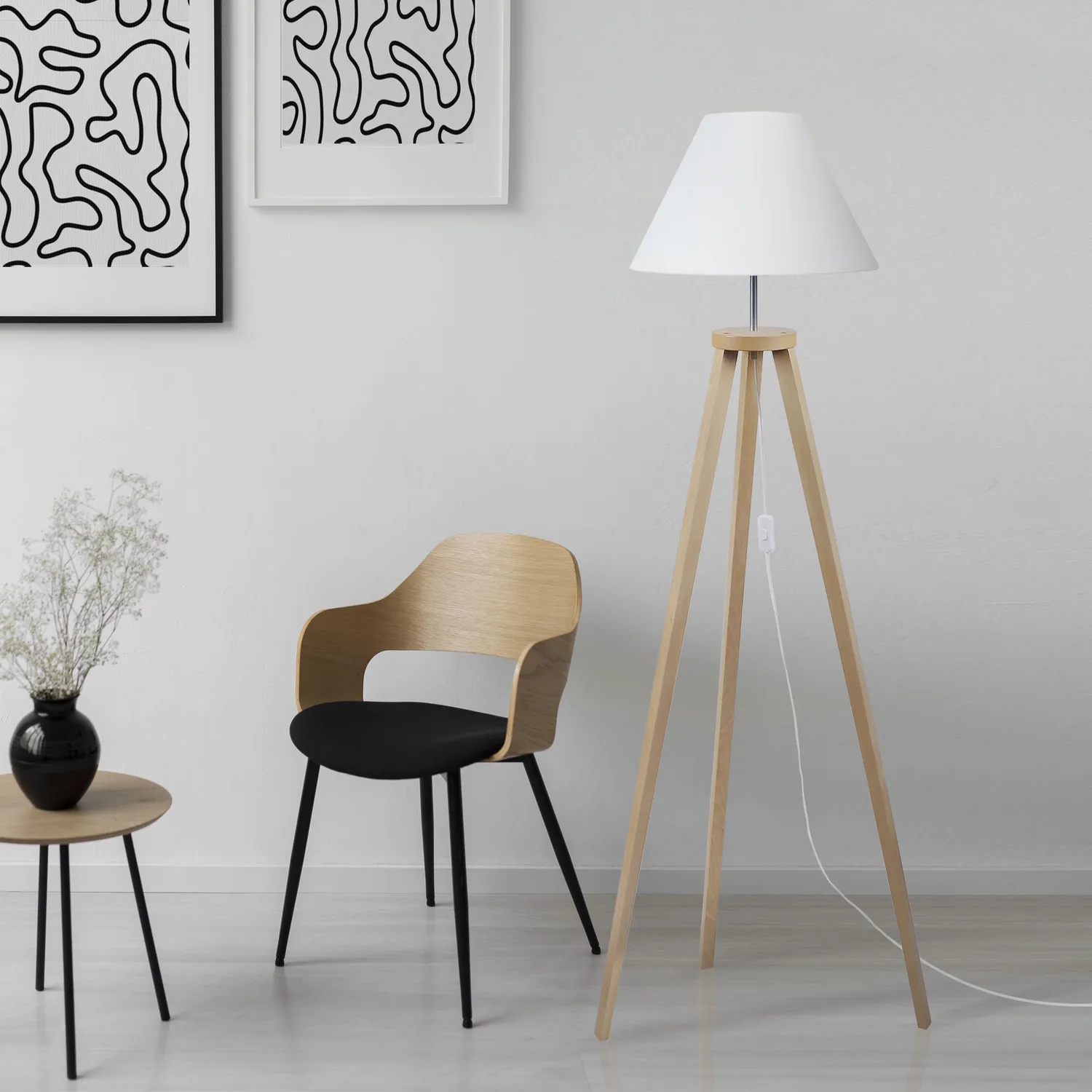 Tosel Malmo piantana treppiede bianco 40x156cm E27