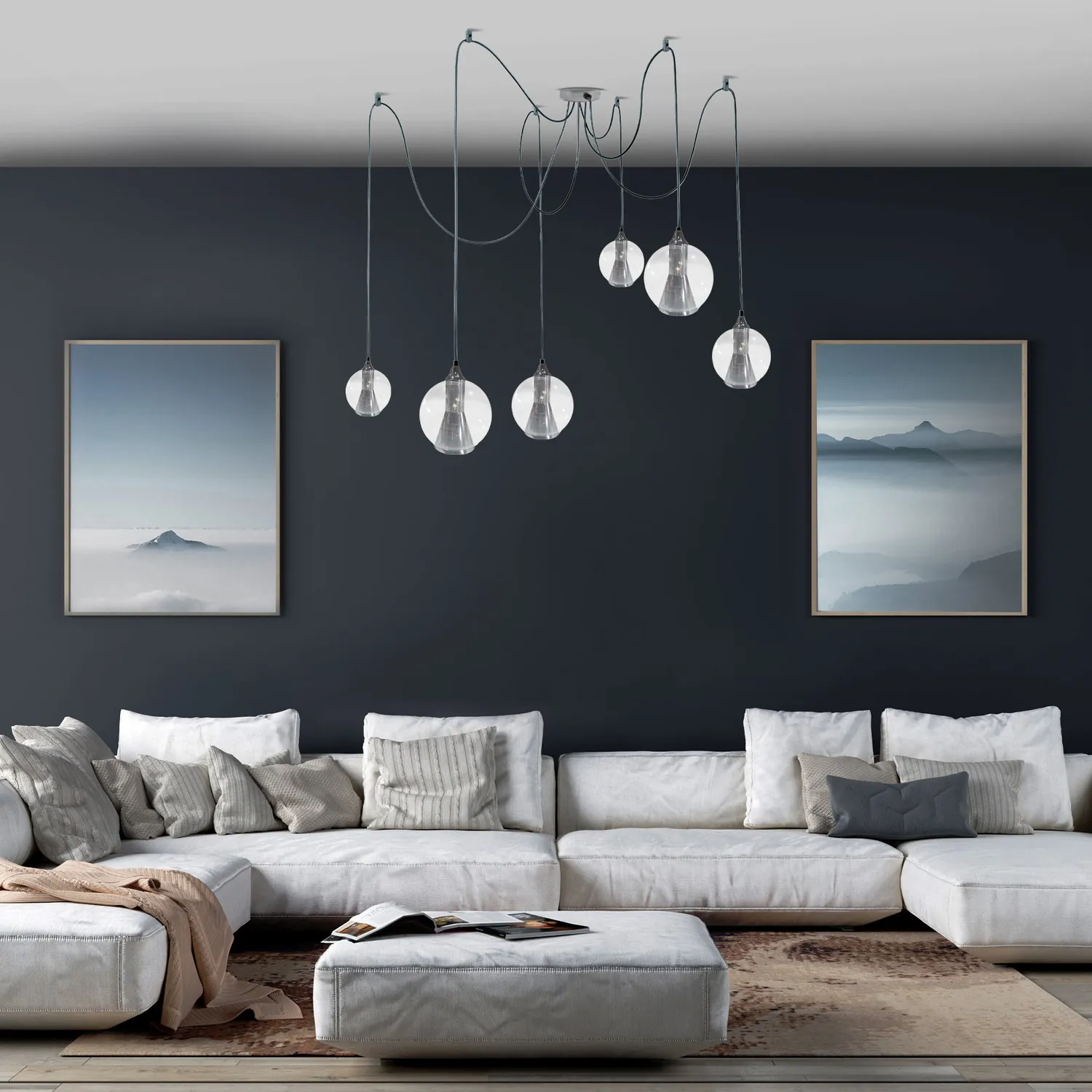 Tosel Oslo lampadario 120 cm cromato vetro