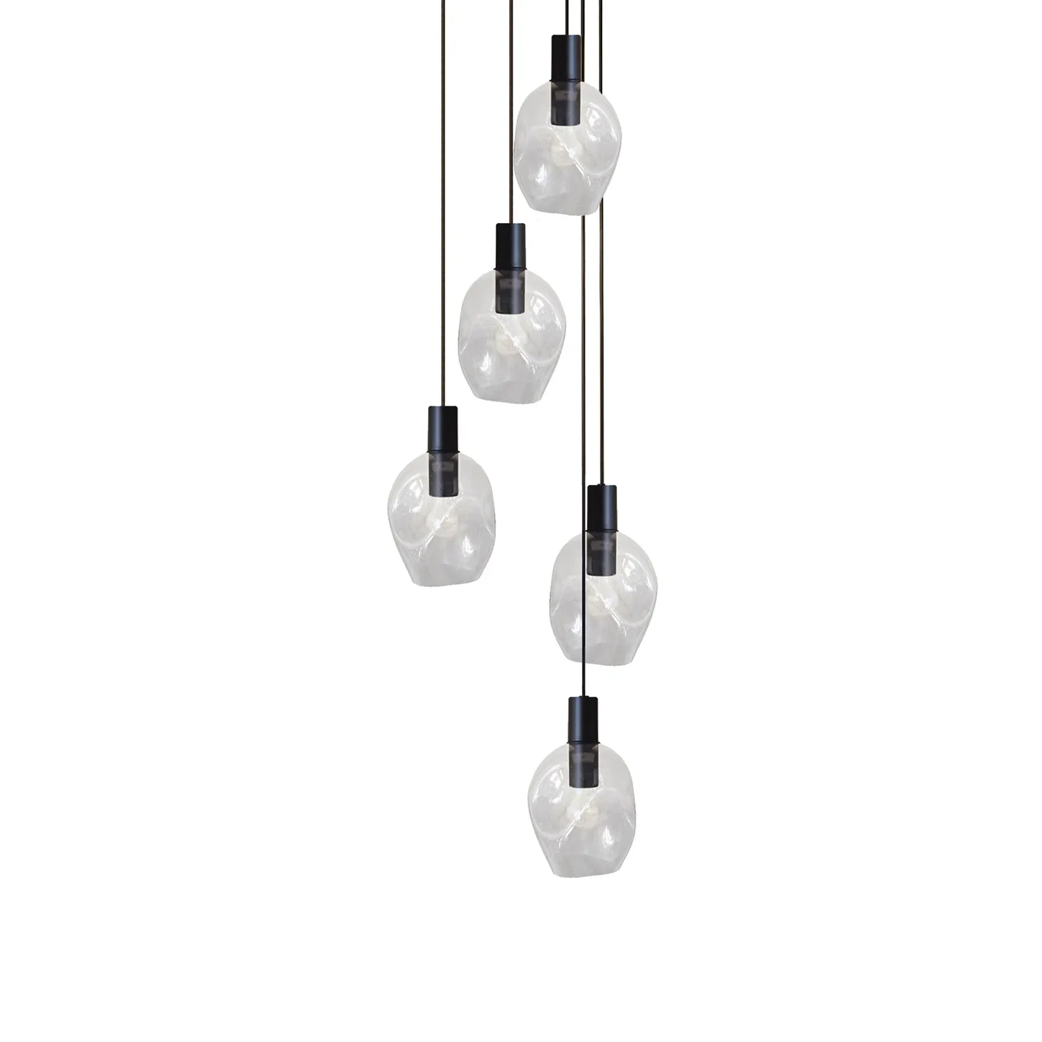 Tosel Vingolf lampadario nero trasparente 5 luci vetro