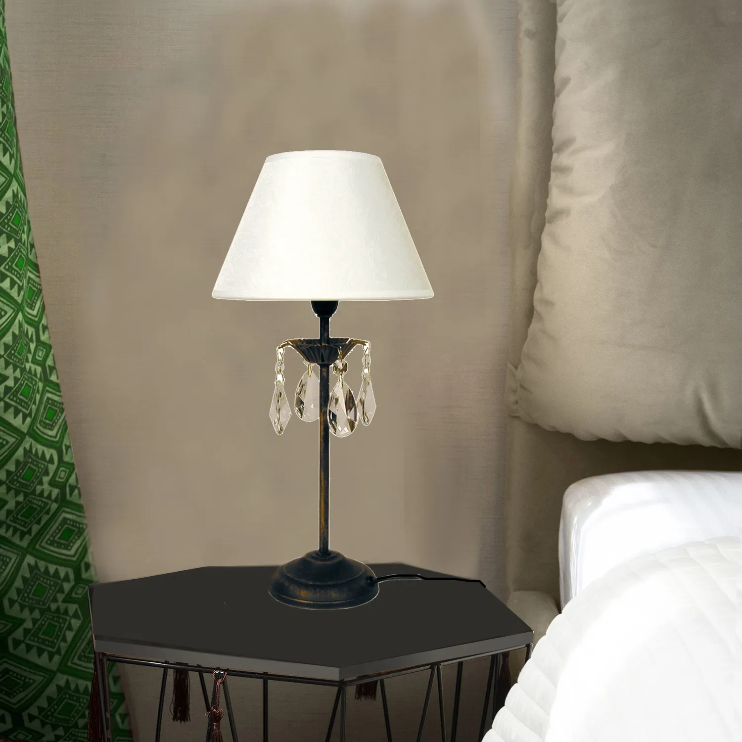 Tosel Pampilles lampada tavolo vetro 18 cm E14