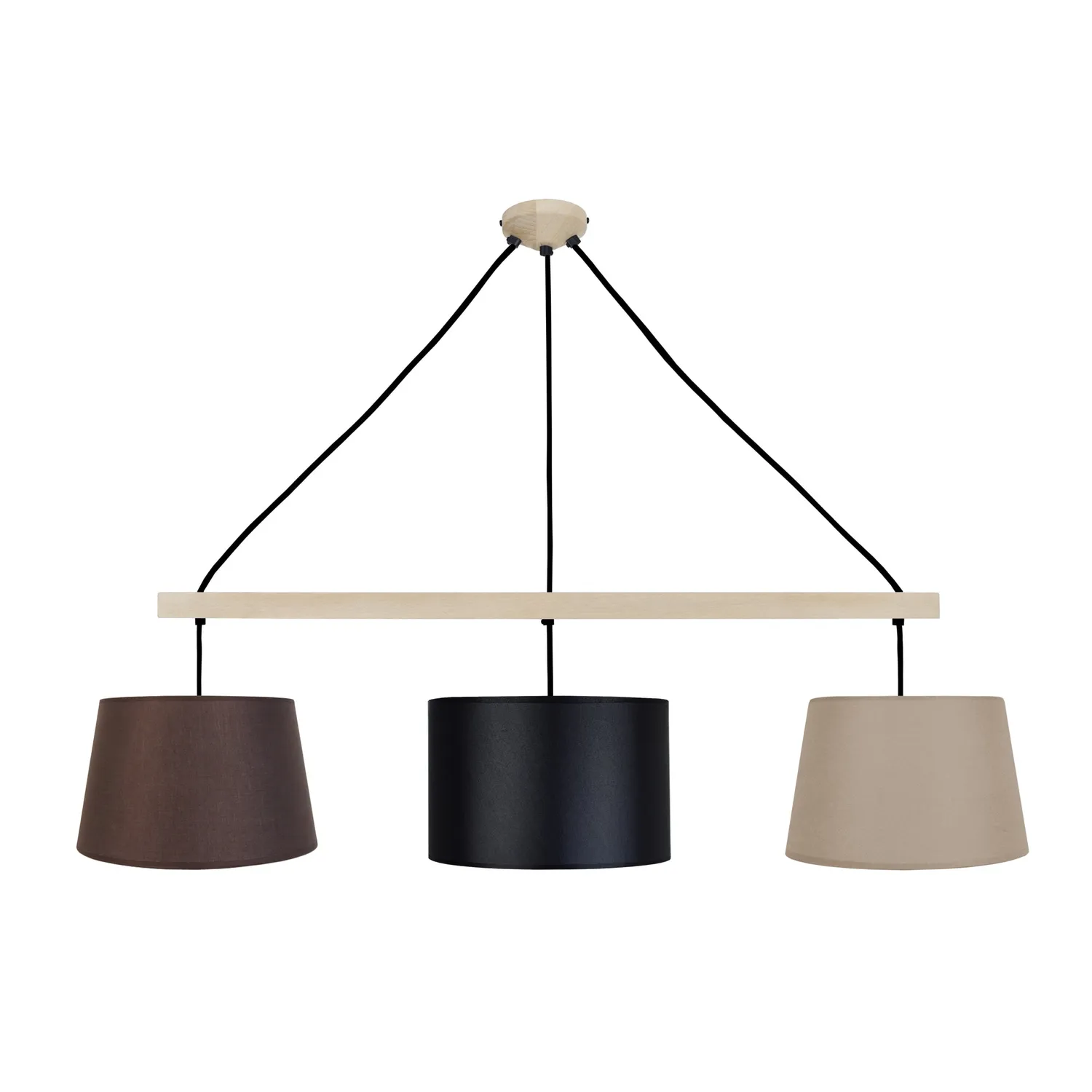 Tosel Amsterdam lampadario barra legno naturale 80cm 3 luci