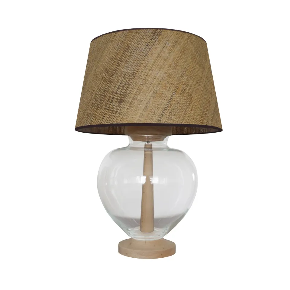 Tosel Liberec lampada comodino legno crema 50x74 cm