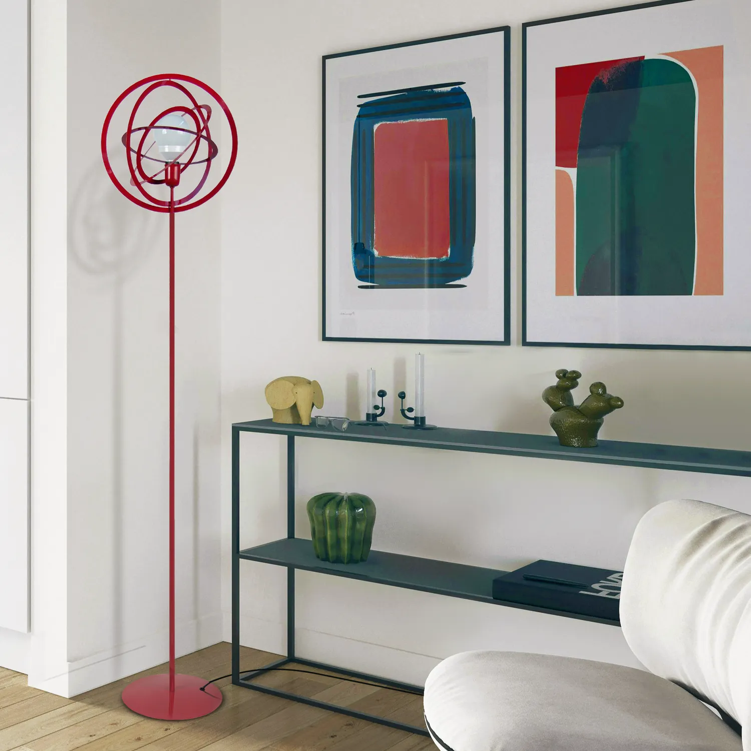 Tosel Annea Saturne piantana metallo rossa 175 cm E27