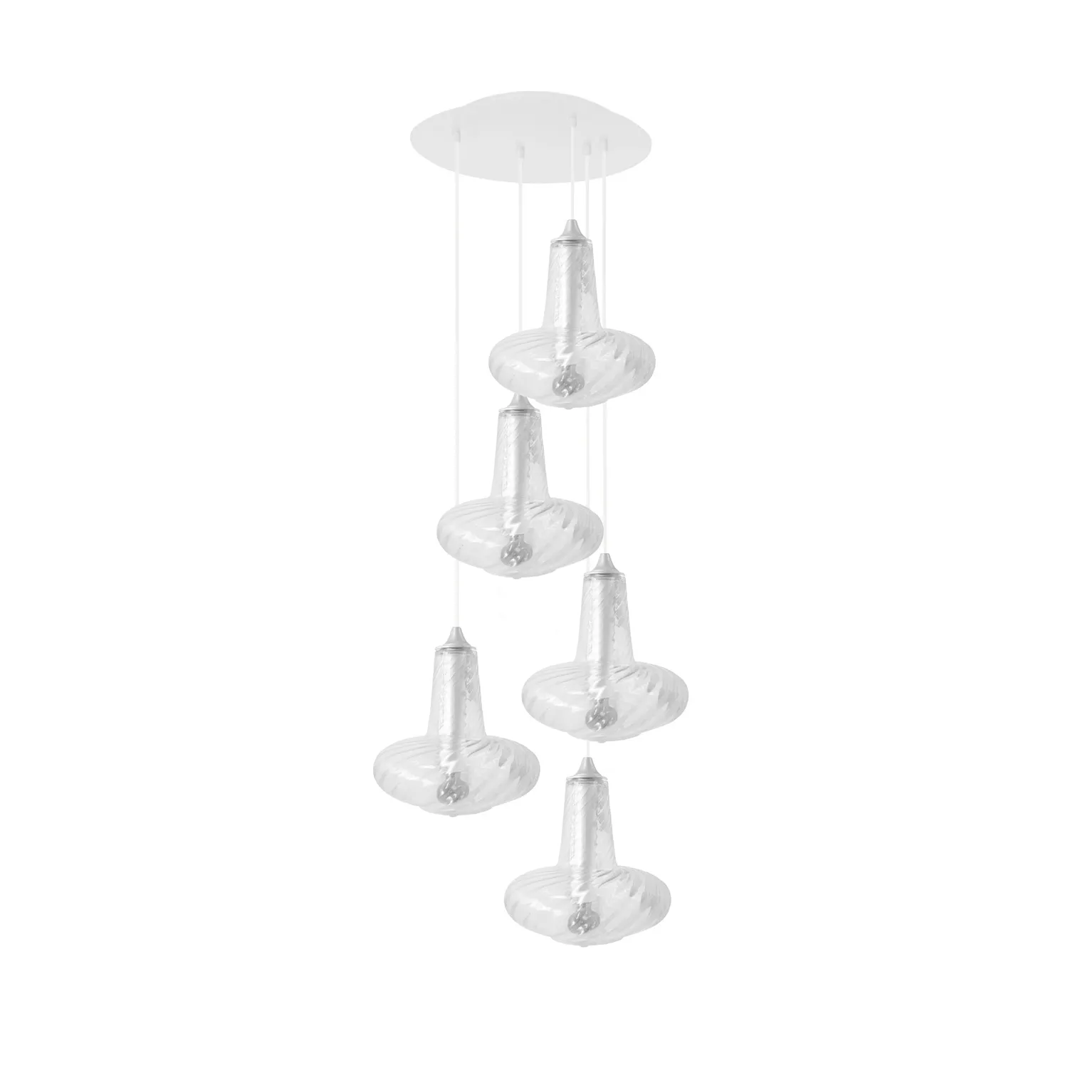 Tosel Veneza lampadario 5 luci 40x115cm bianco vetro