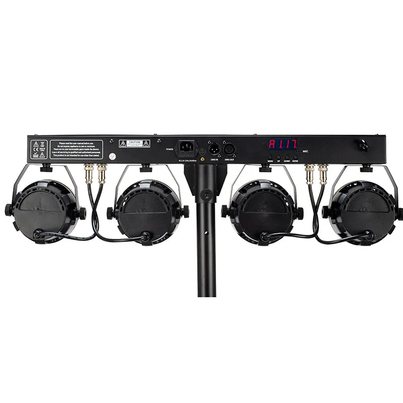 American DJ Mini Par Bar set 4 teste LED par con stativo