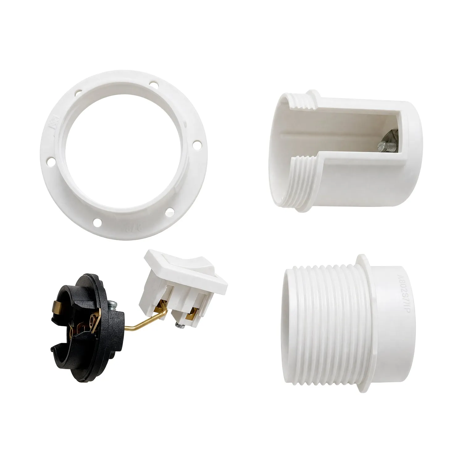 Creative Cables portalampada E27 bianco con interruttore e ghiera