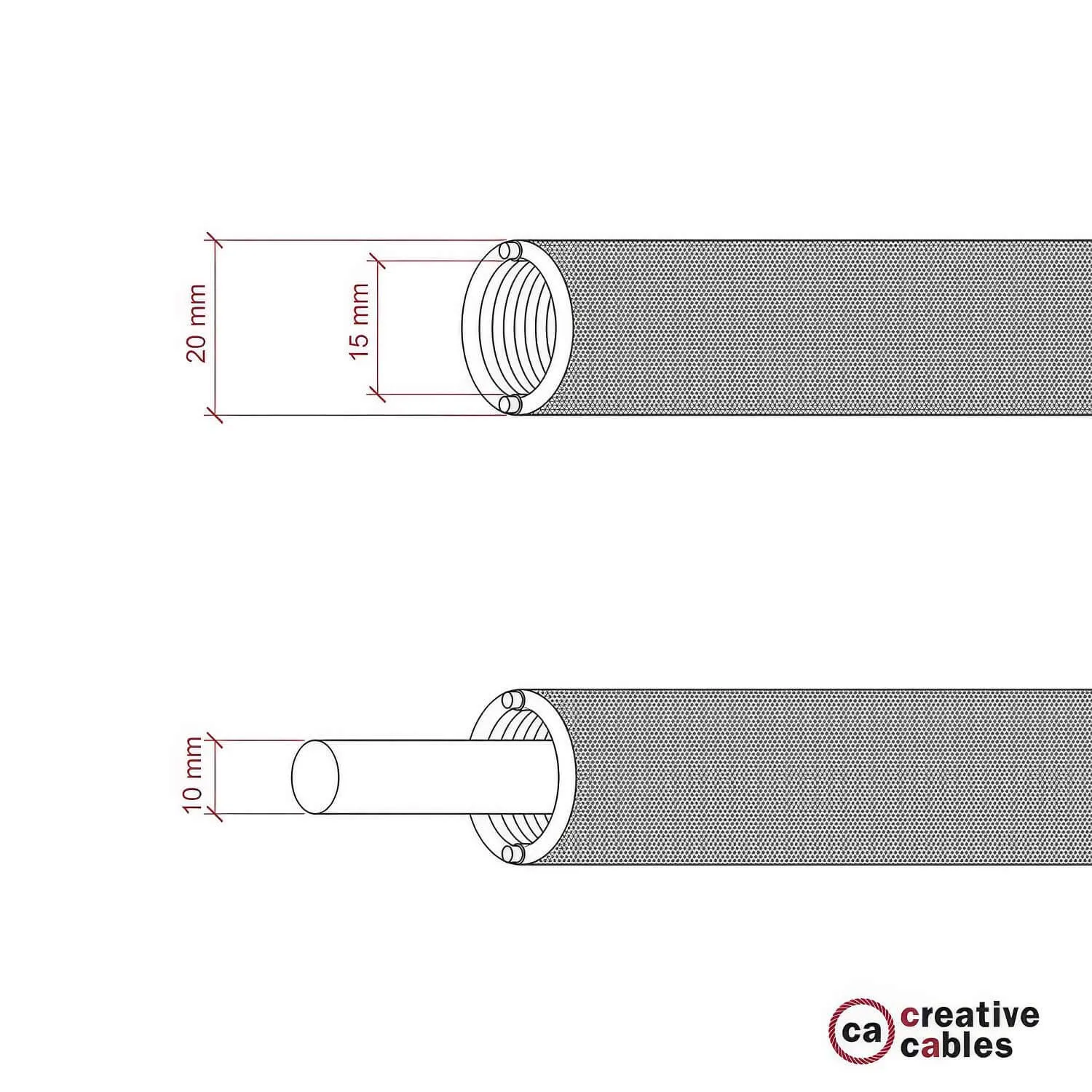 Creative Cables Creative-Tube 20mm rosso seta RM09 al metro