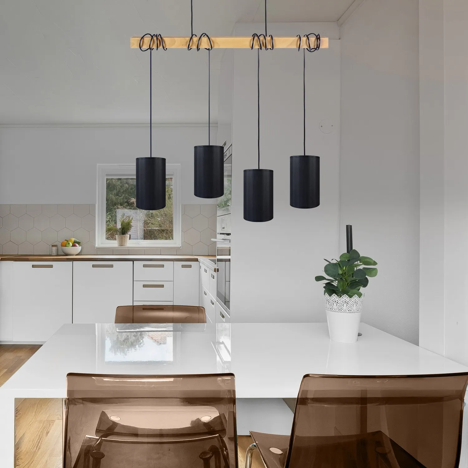 Tosel Harlem lampadario barra 180 cm 4 luci multicolore