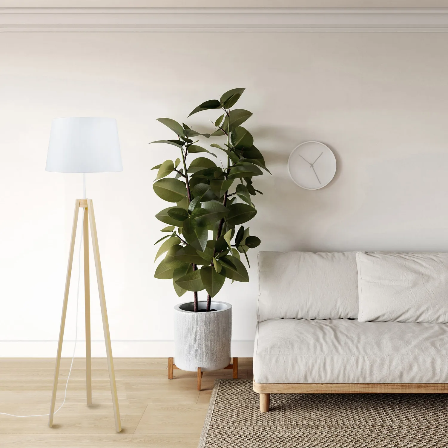 Tosel Viborg piantana treppiede legno naturale bianco