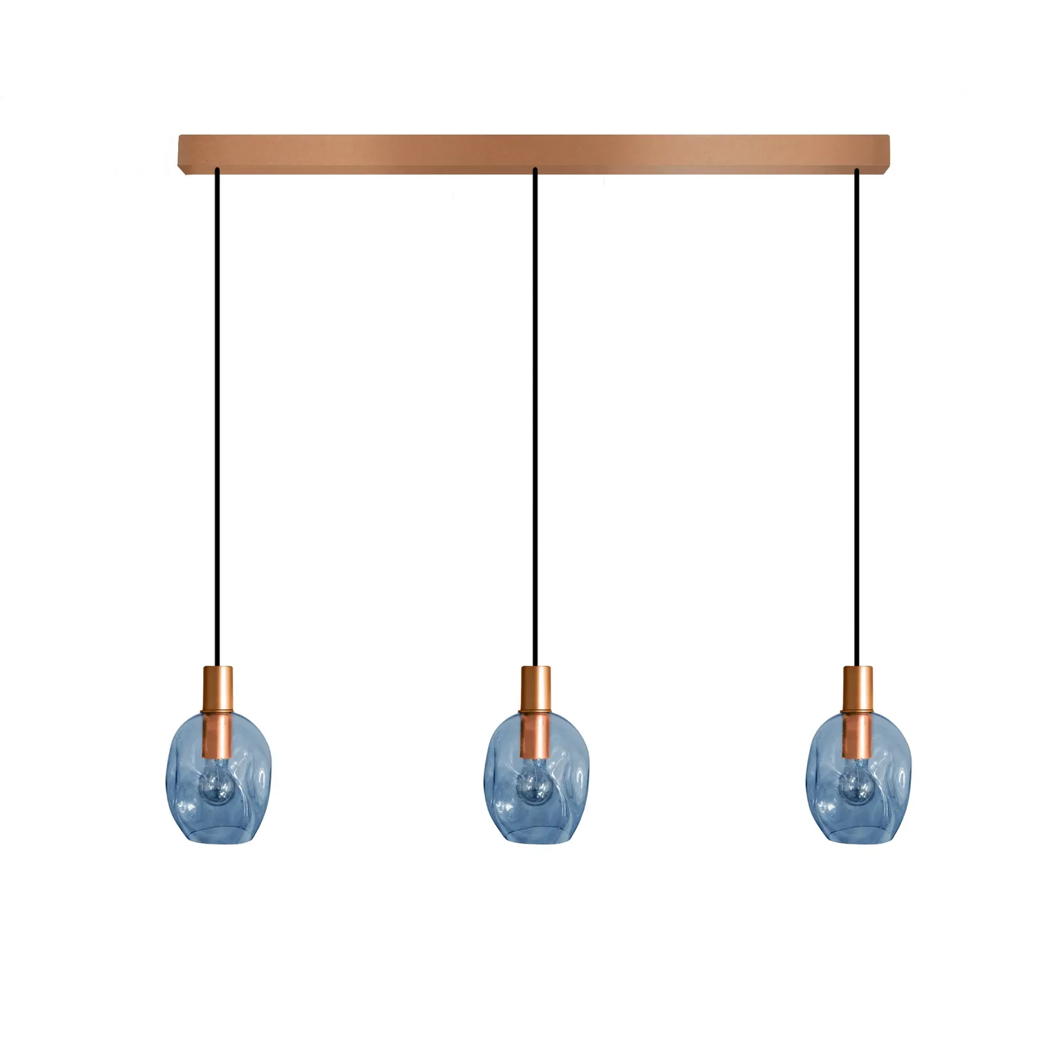 Tosel Vingolf lampadario barra rame vetro E27 3 luci