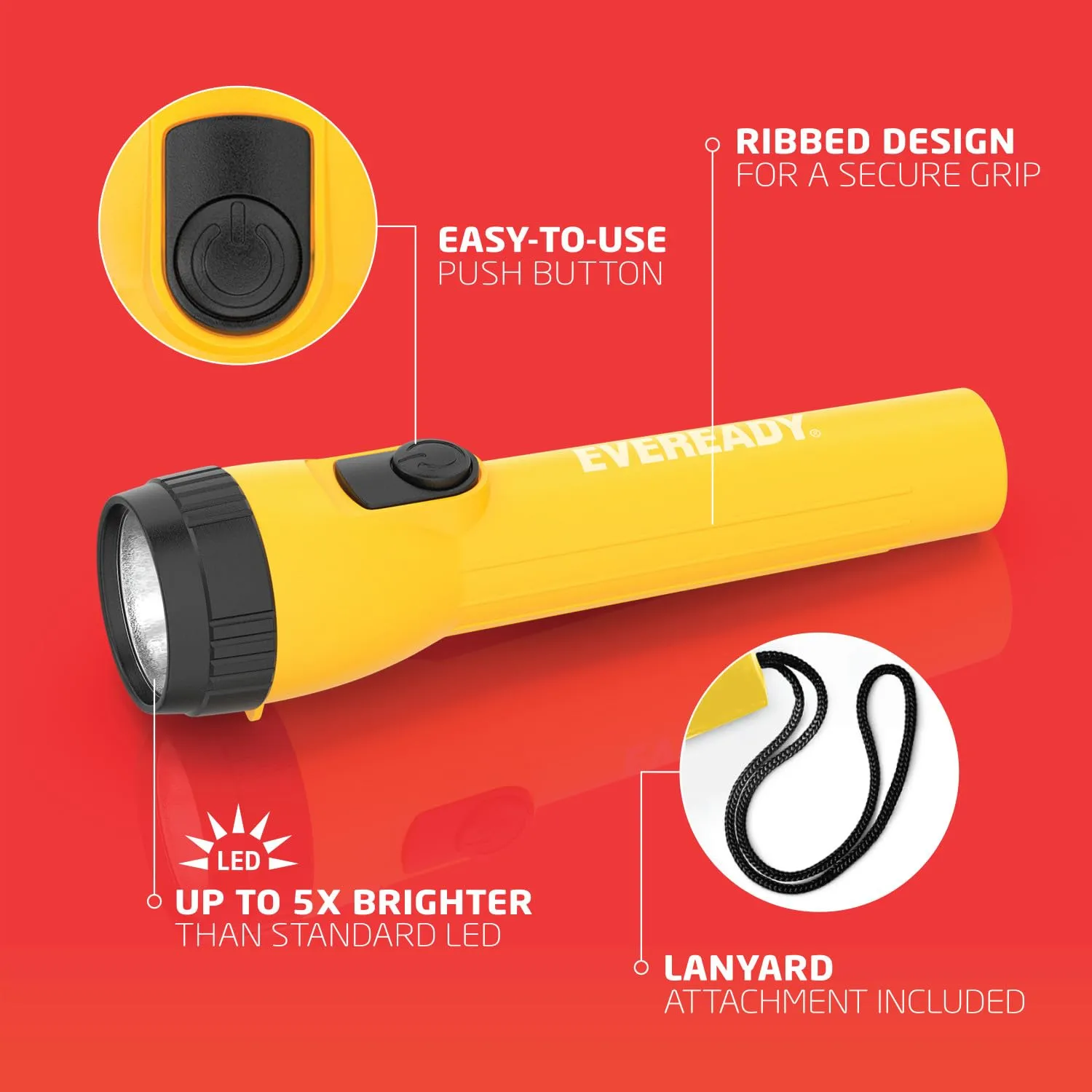 Eveready torcia LED 35 m blu giallo pack 4 batterie AA