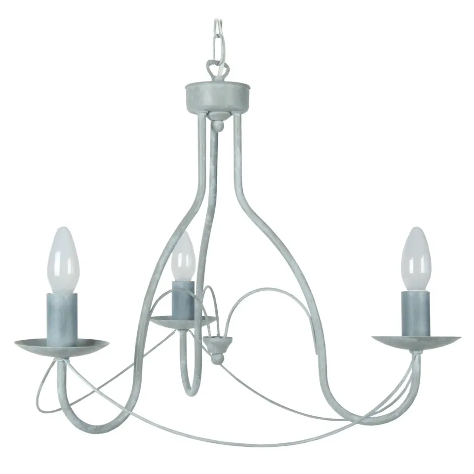 Tosel Provençale lampadario metallo grigio 58x80cm 3 fiamme